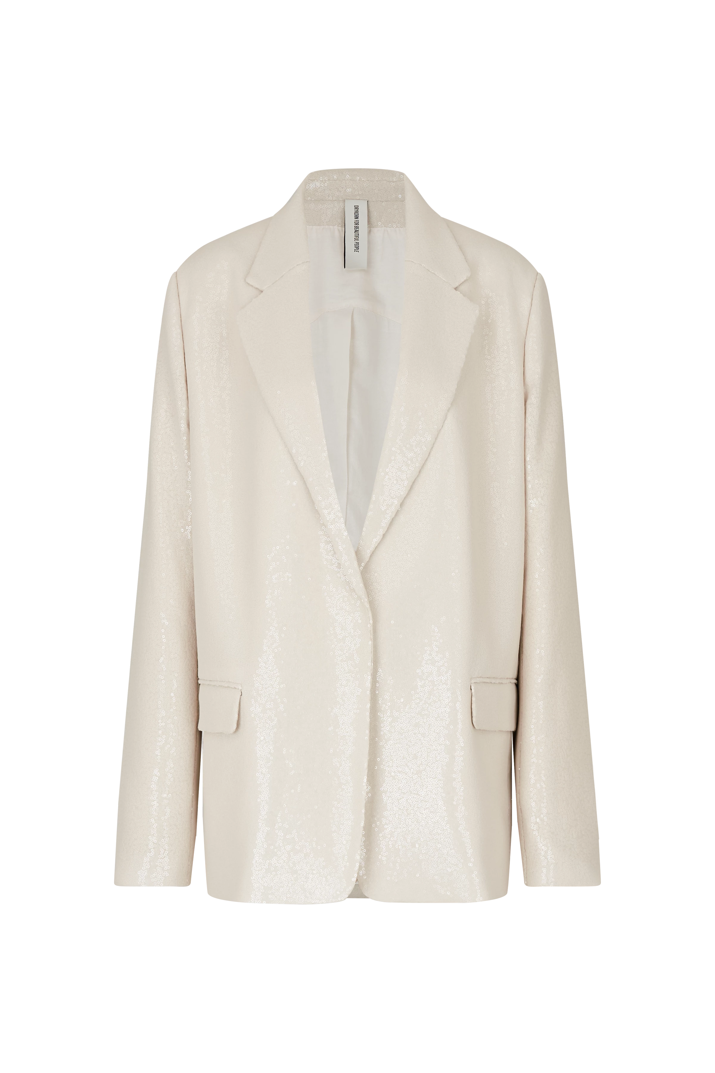 IDBURY - Verschlussloser Boyfriend-Blazer in Chiffon - Damen - beige - Freisteller Frontansicht