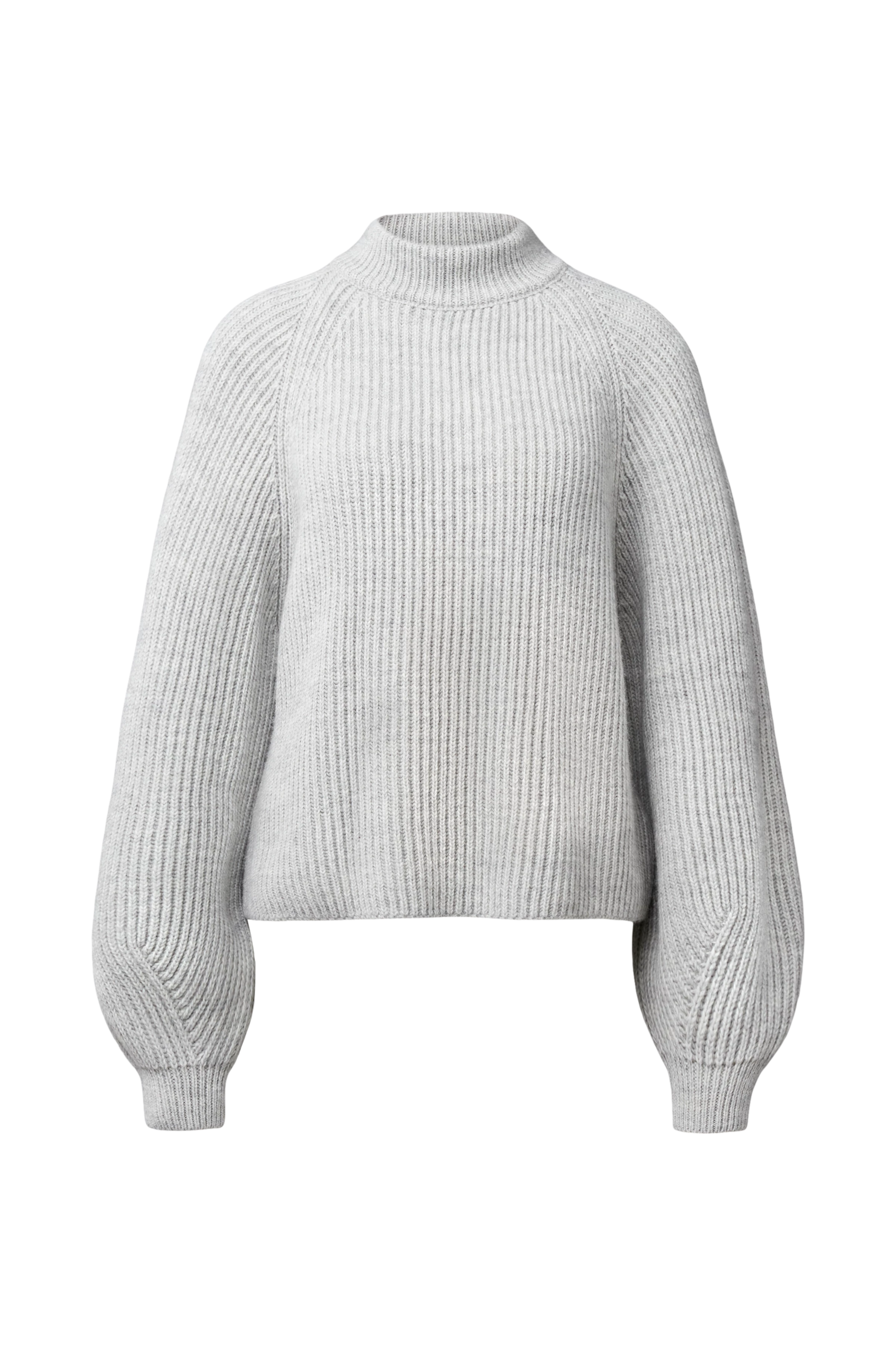 KIMONI - Sweater with balloon sleeves in wool and alpaca blend - women - grey - Freisteller Frontansicht