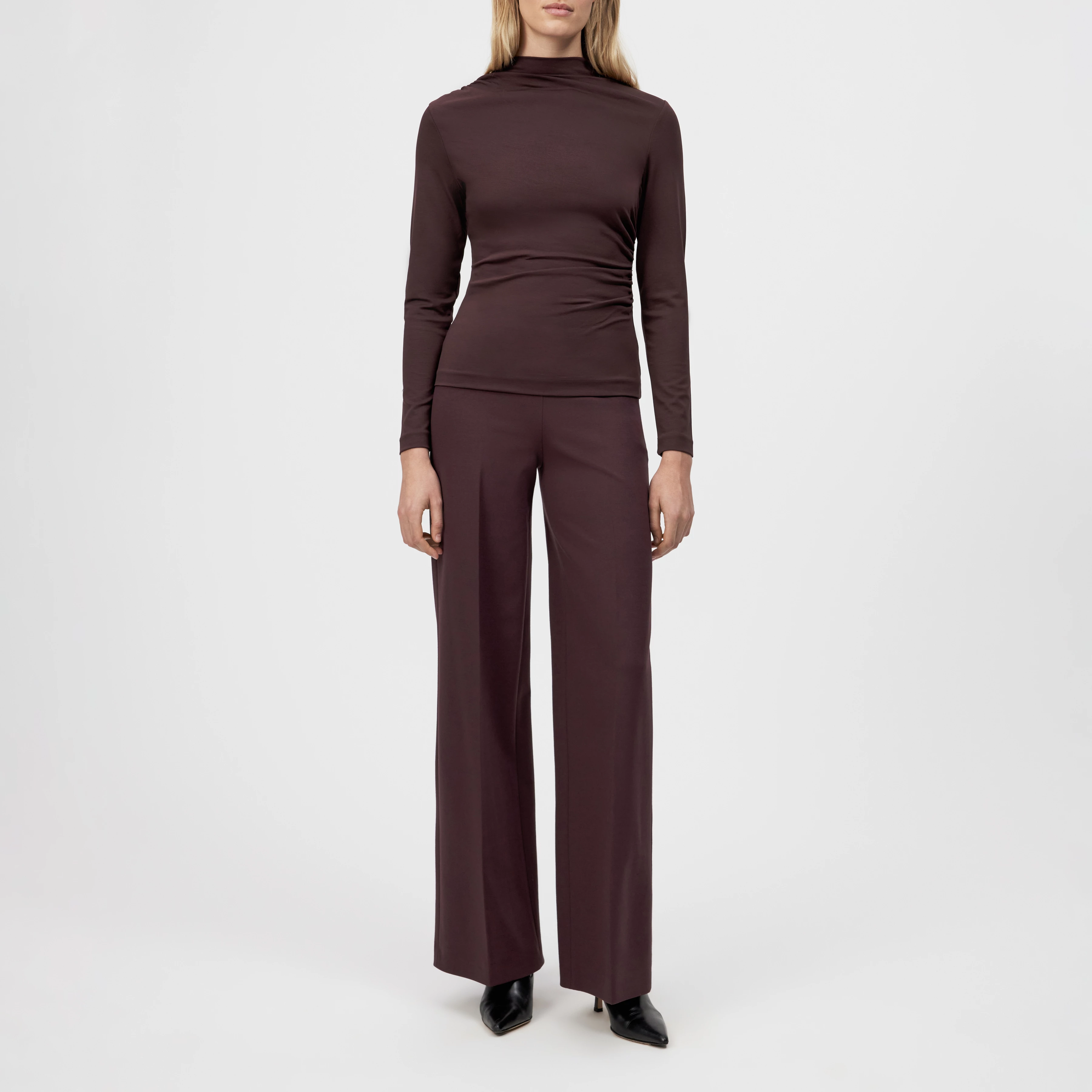 TIRY - Long-sleeved top in lyocell blend - women - red - Ganzkörper-Frontansicht