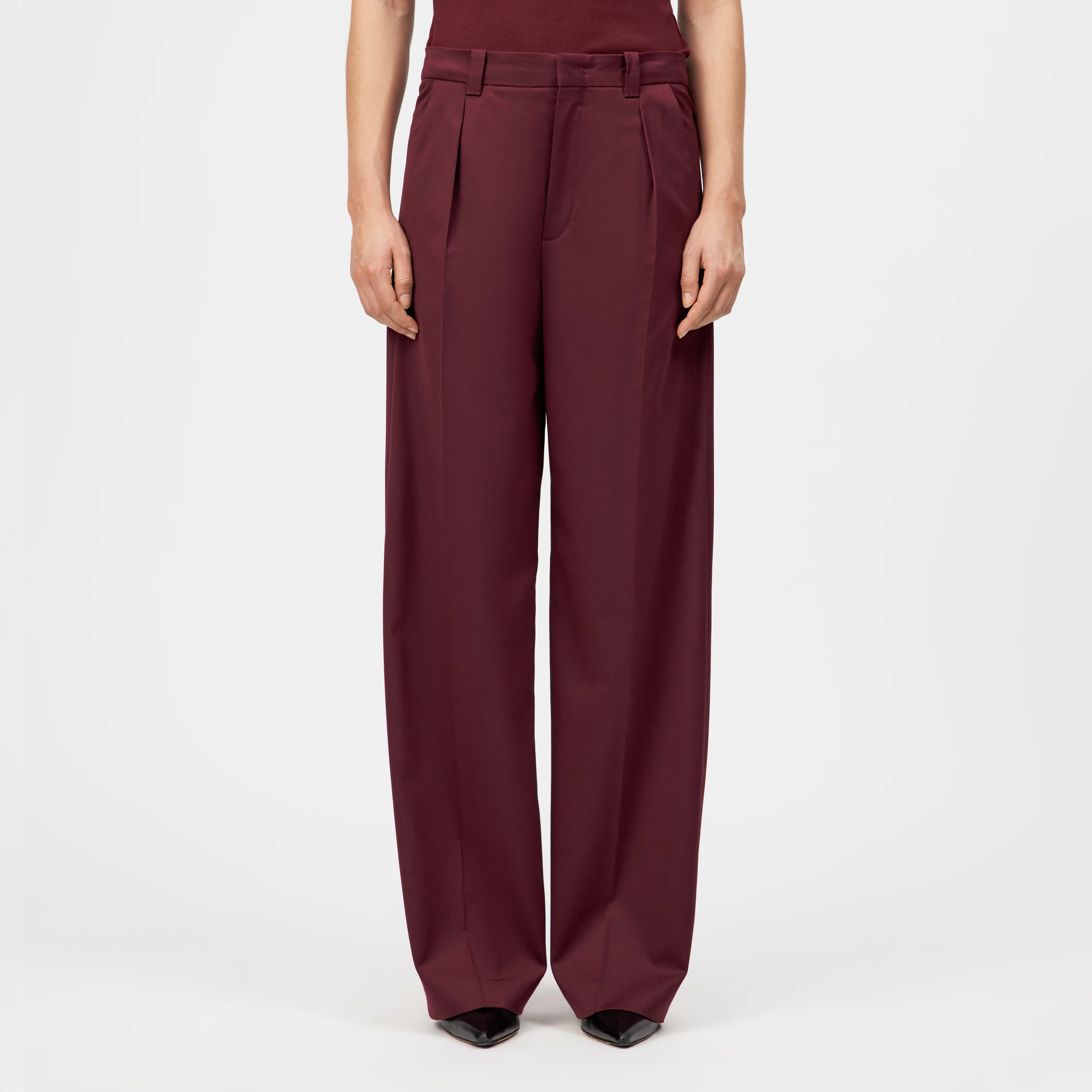 ADUCT - Tailored Pants mit geradem Bein in Woll-Mix - Damen - rot - Frontansicht