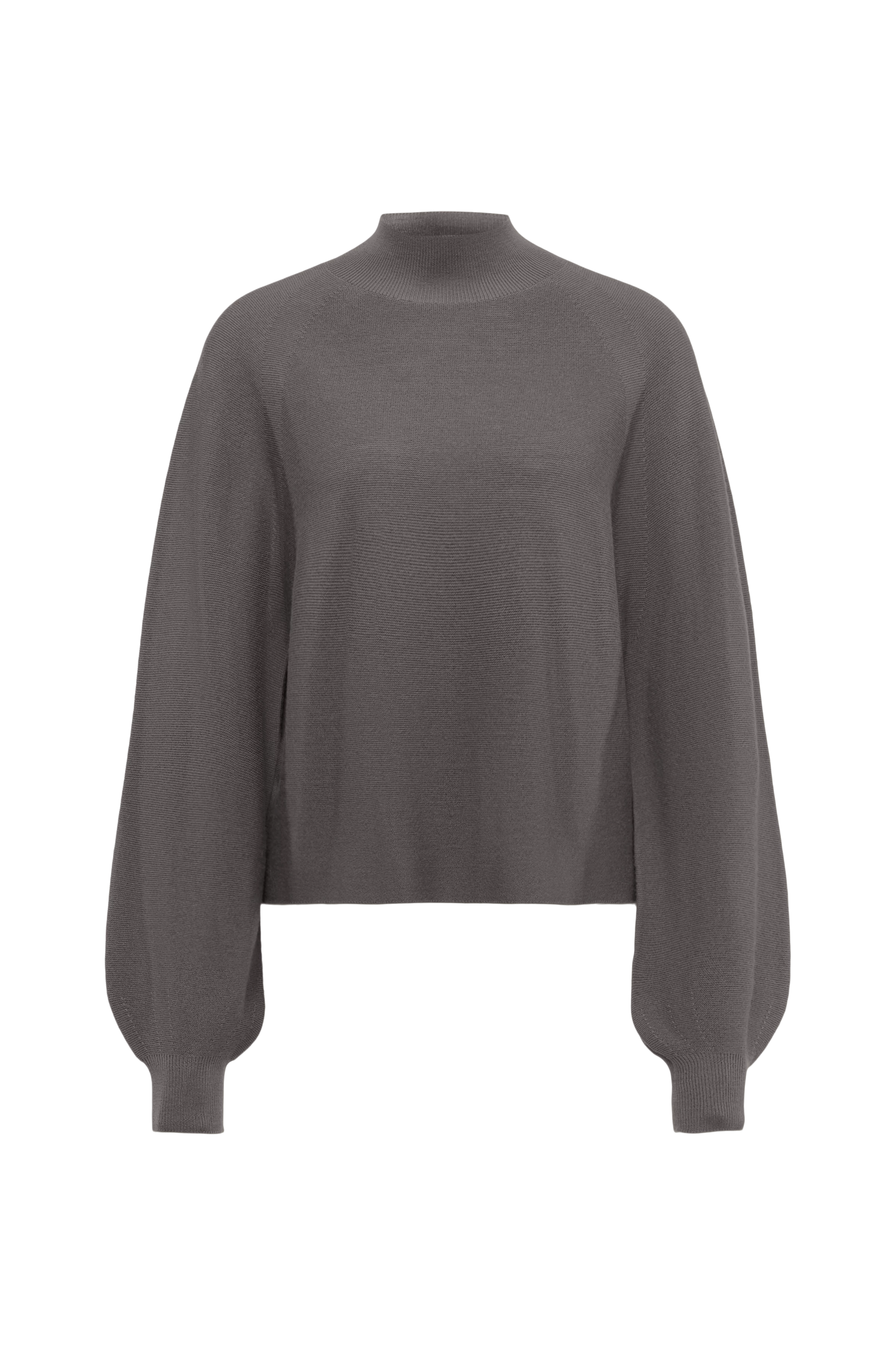 KIMONI - Pull à manches ballon 100 % laine mérinos - women - gris - Freisteller Frontansicht