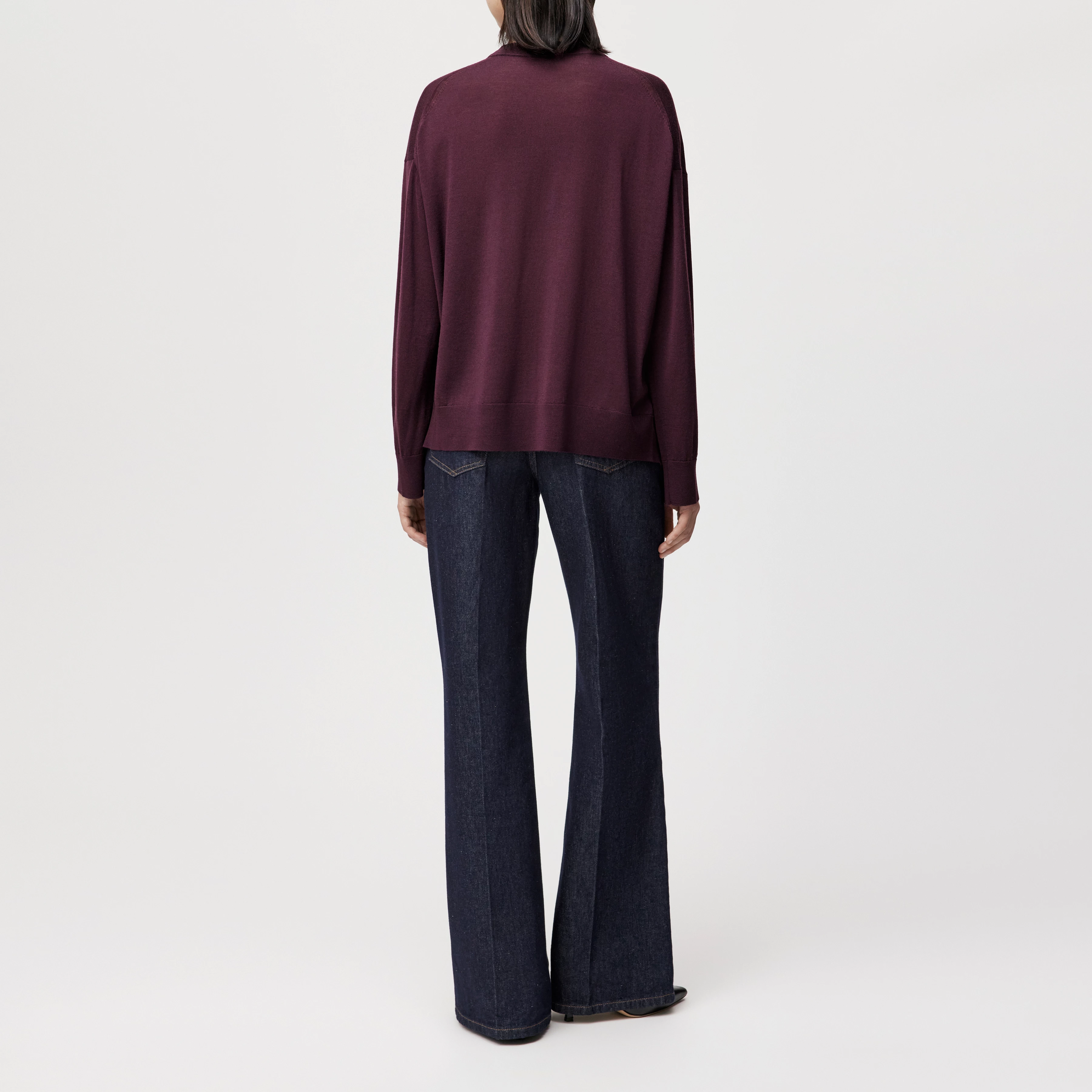 LIZIELA - Pull à col rond en laine mérinos fine - women - rouge - Rückansicht