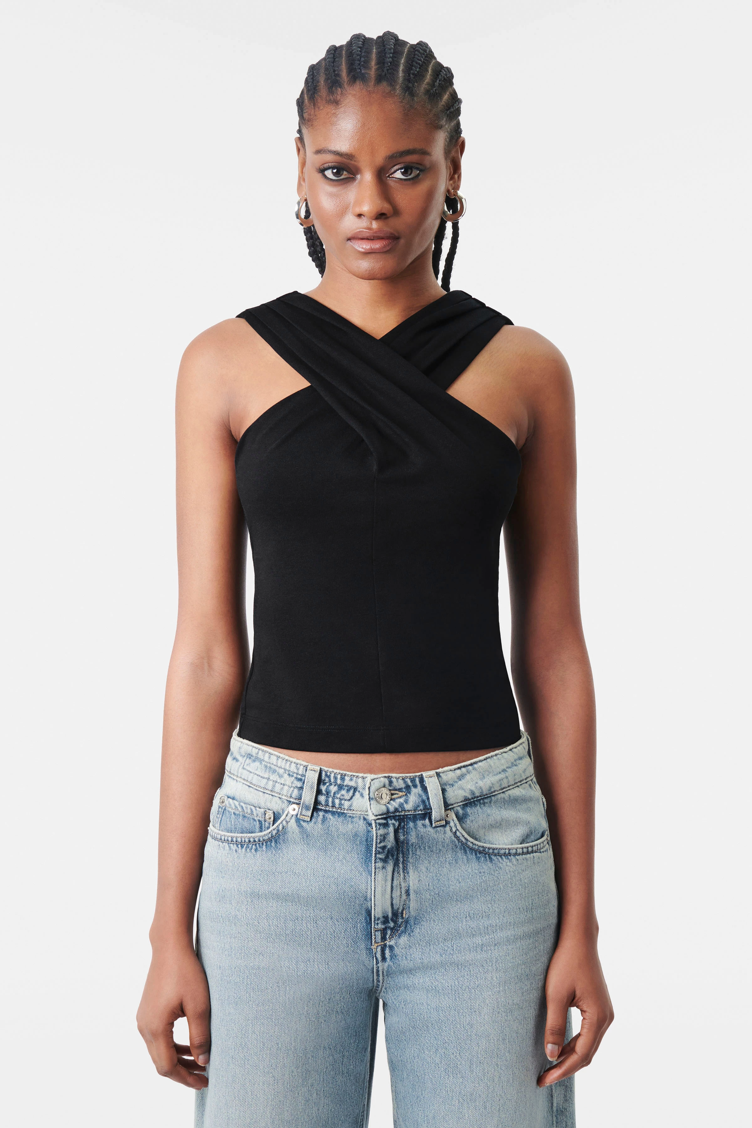 KALANA - slim fit jersey top in a clean lyocell-cotton blend - women - Natural Aluminium - Frontansicht