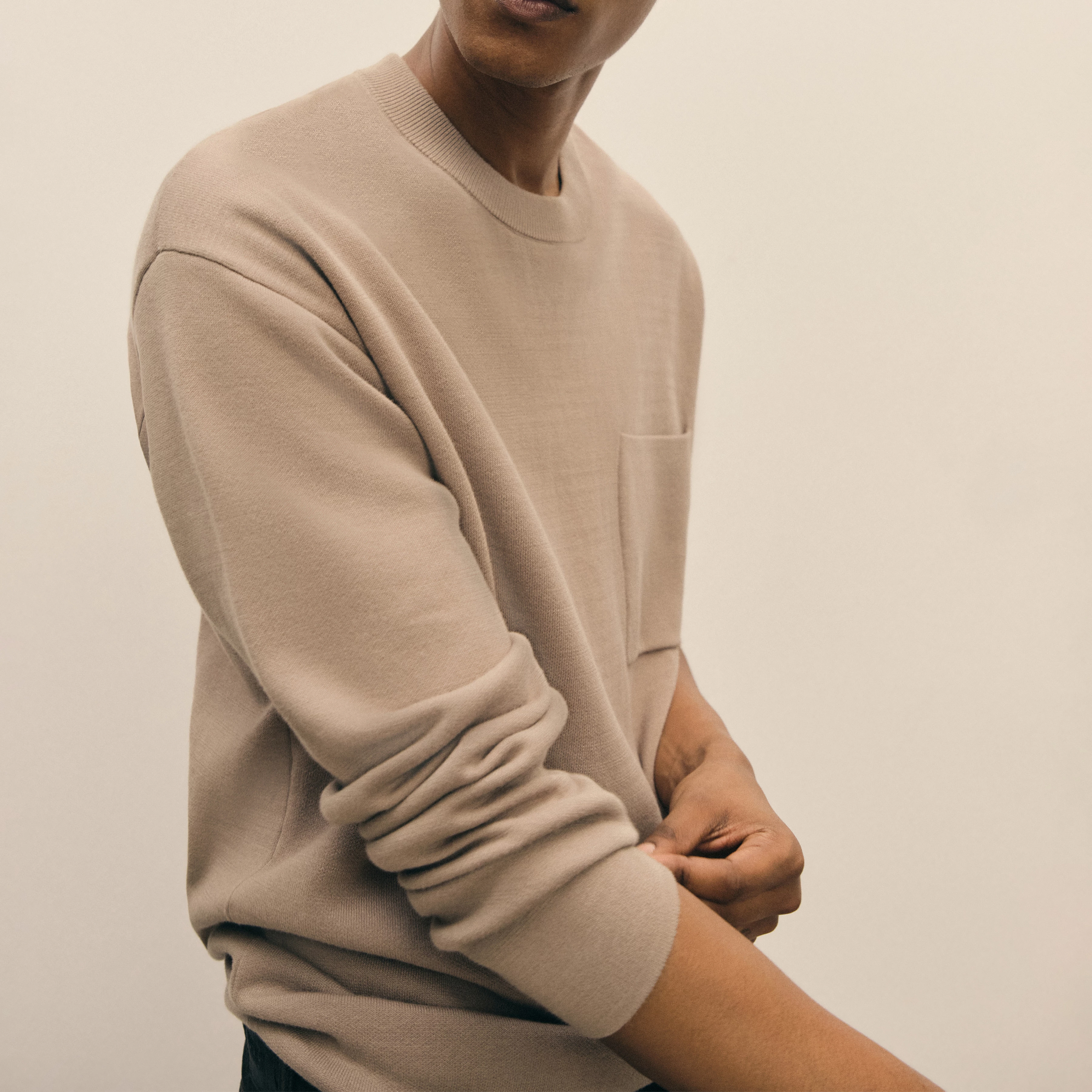 LEVVIN - Longsleeve in Baumwoll-Mix - Herren - beige