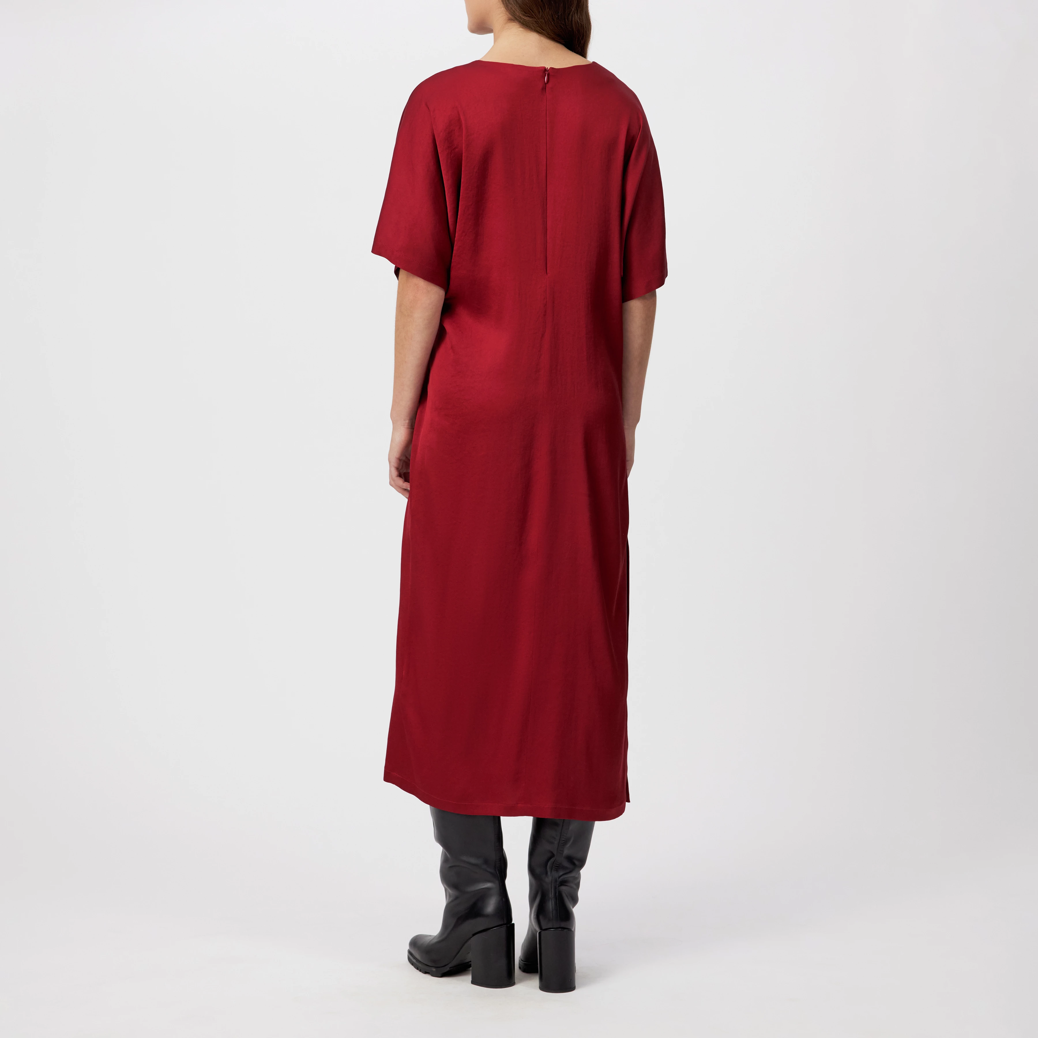 INDAH - Casual satin dress - women - red - Rückansicht