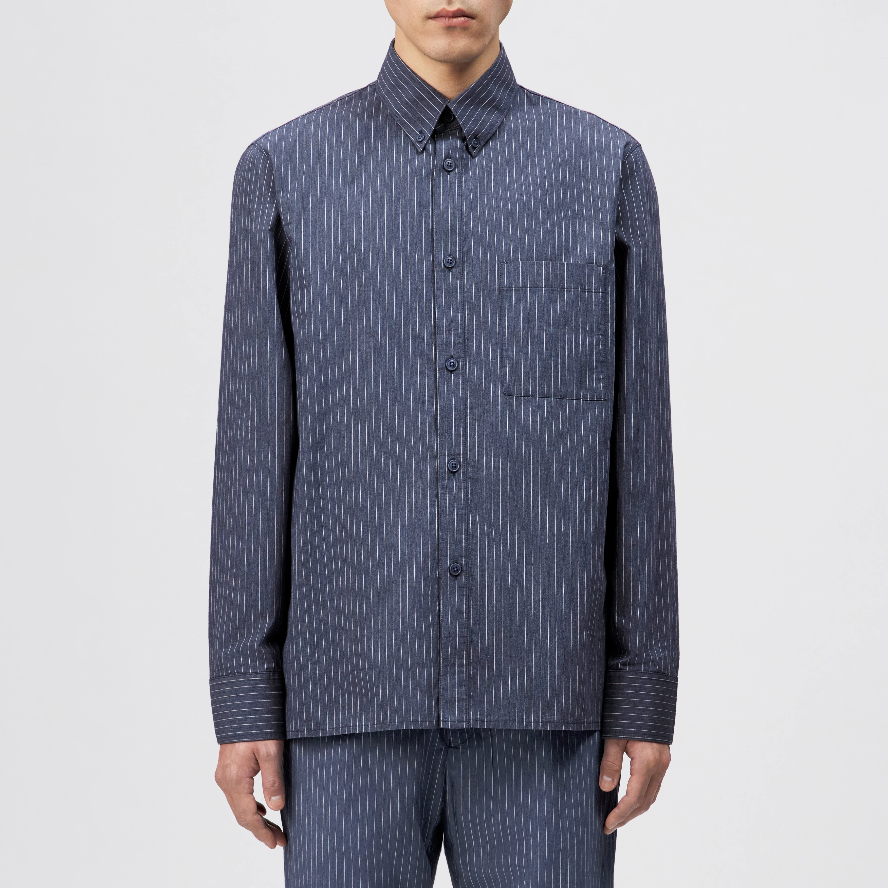 SORIC - Regular Fit Hemd in Streifen-Design in Baumwoll-Mix - Herren - blau - Frontansicht