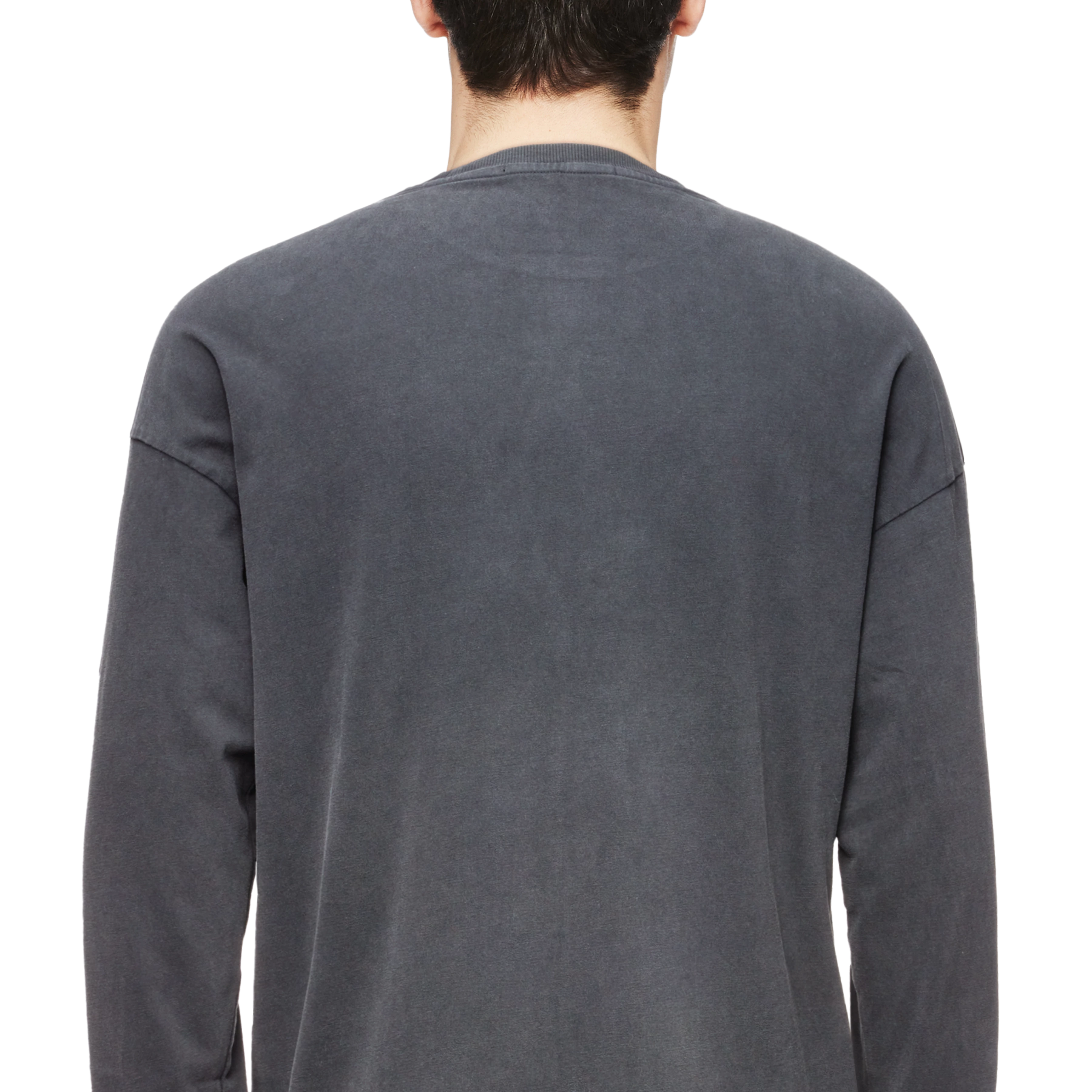 MARRIO - Longsleeve in gewaschener Optik - Herren - grau - Detailansicht am Model