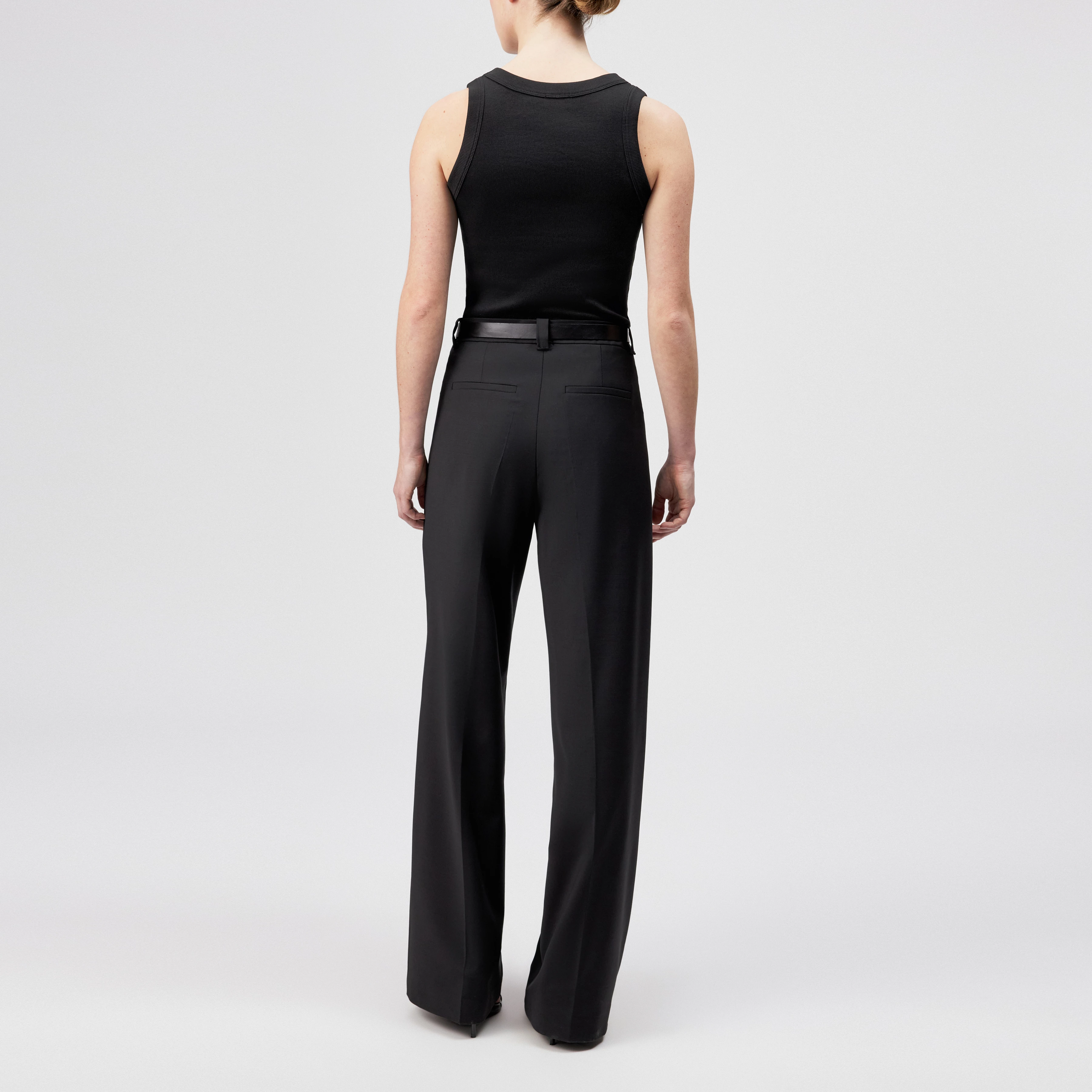 TAVIRA - Ribbed tank top with feminine round neckline - women - black - Rückansicht