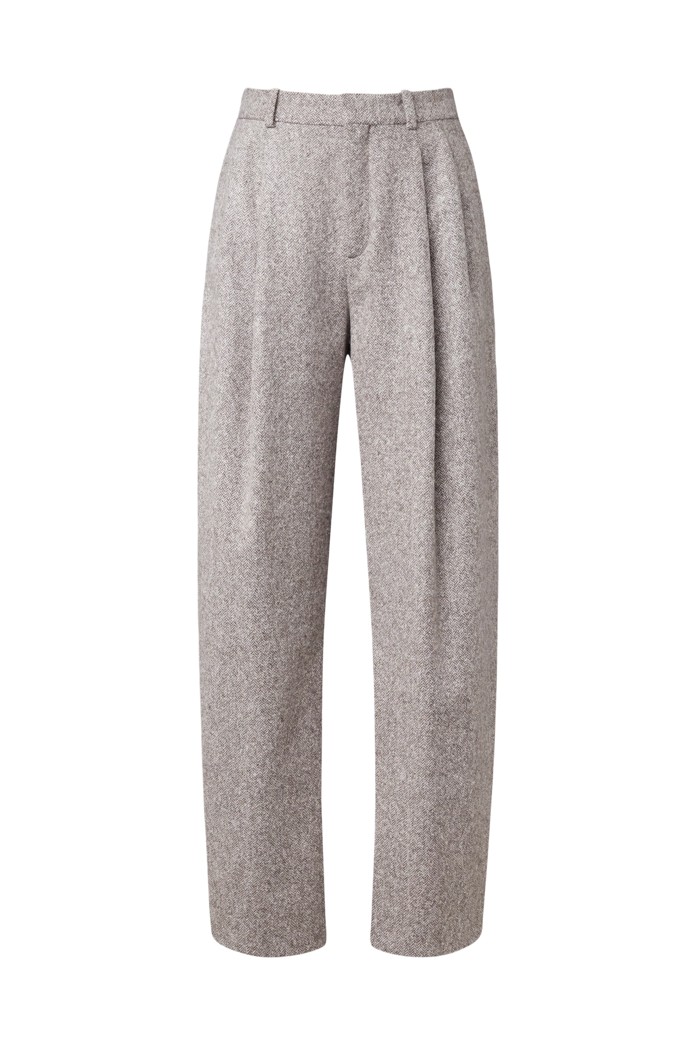 INK - Lässige Bundfaltenhose in Woll-Mix mit Struktur - Damen - braun - Freisteller Frontansicht