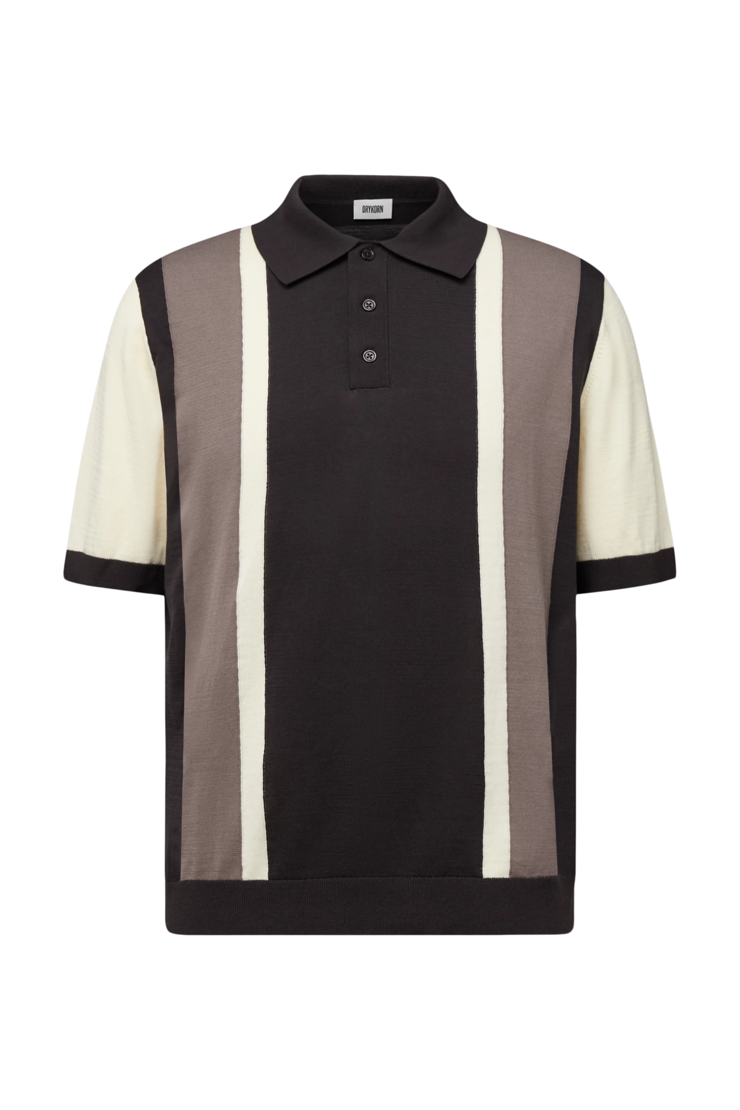 TAMIAN - Pure cotton block stripe polo shirt - men - brown - Freisteller Frontansicht
