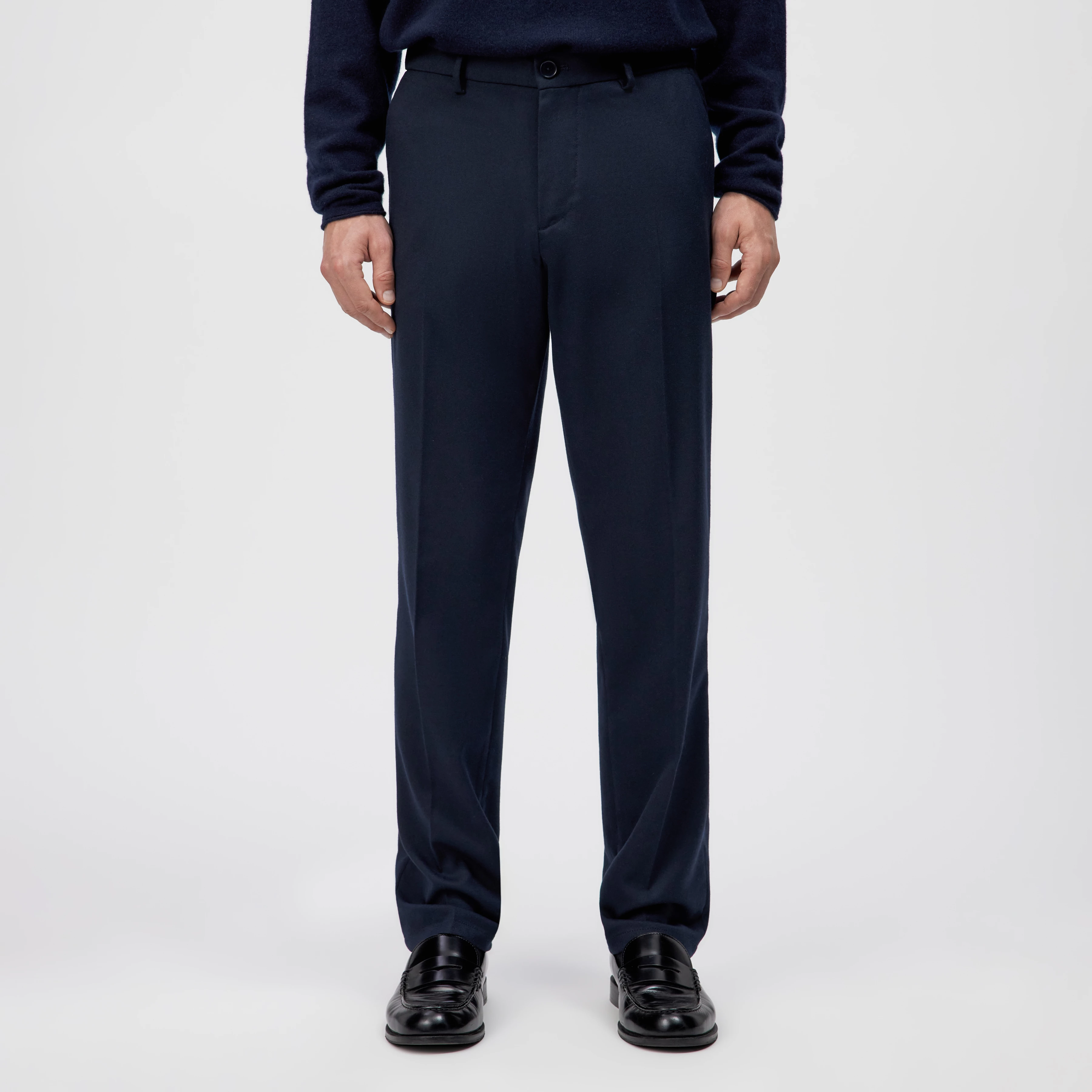 AJEND_RGLR - Ready-made trousers in soft flannel - men - blue - Frontansicht