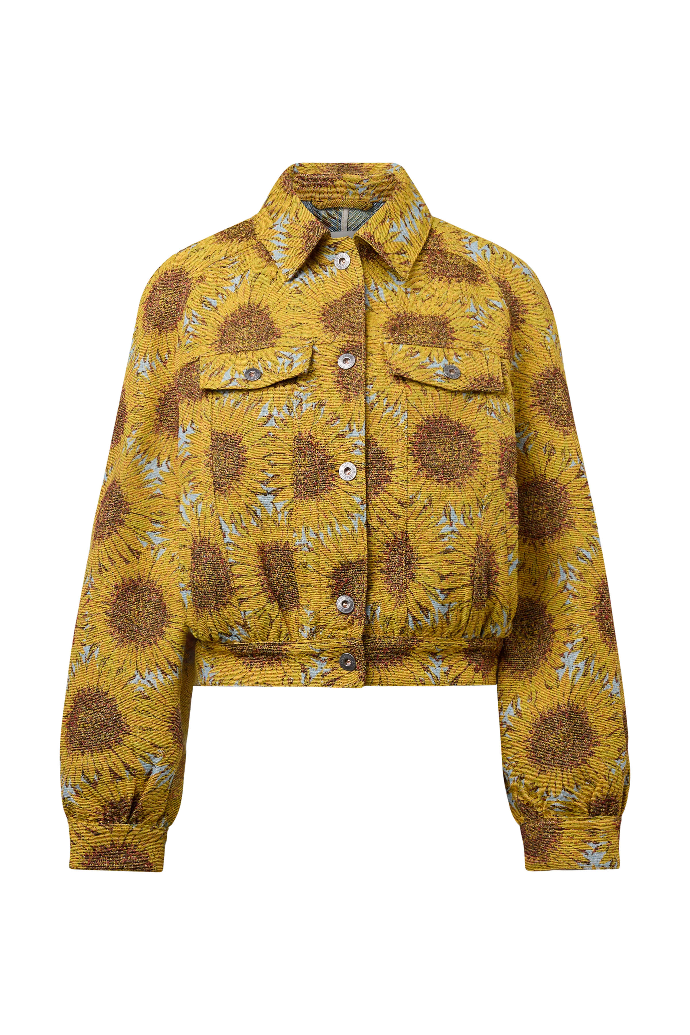 MARWICK - Relaxed fit jacquard jacket with sunflowers - women - yellow - Freisteller Frontansicht