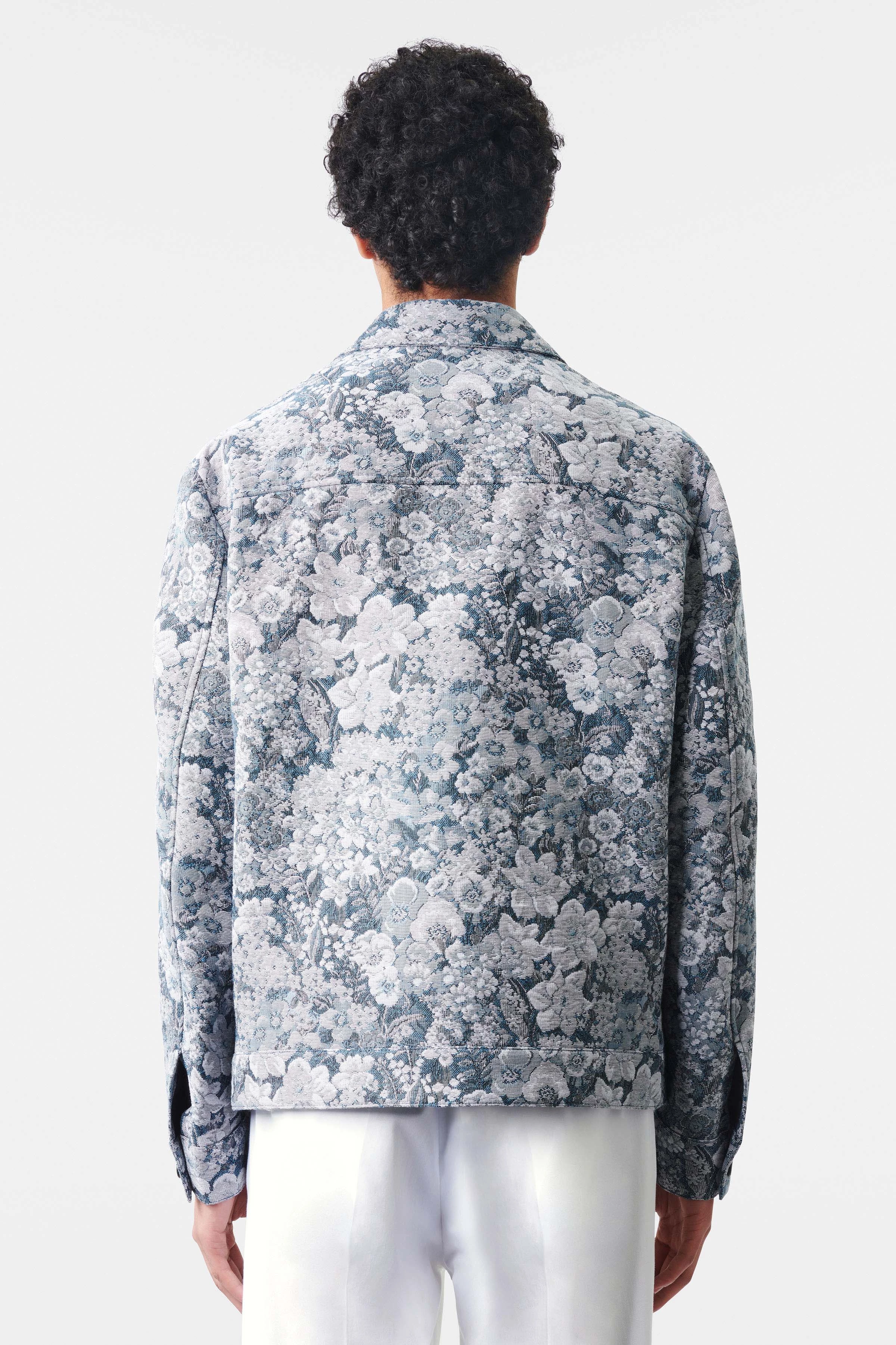 RIKKA - Blouson Jacke in Blumen Jacquard - Herren - blau - Rückansicht