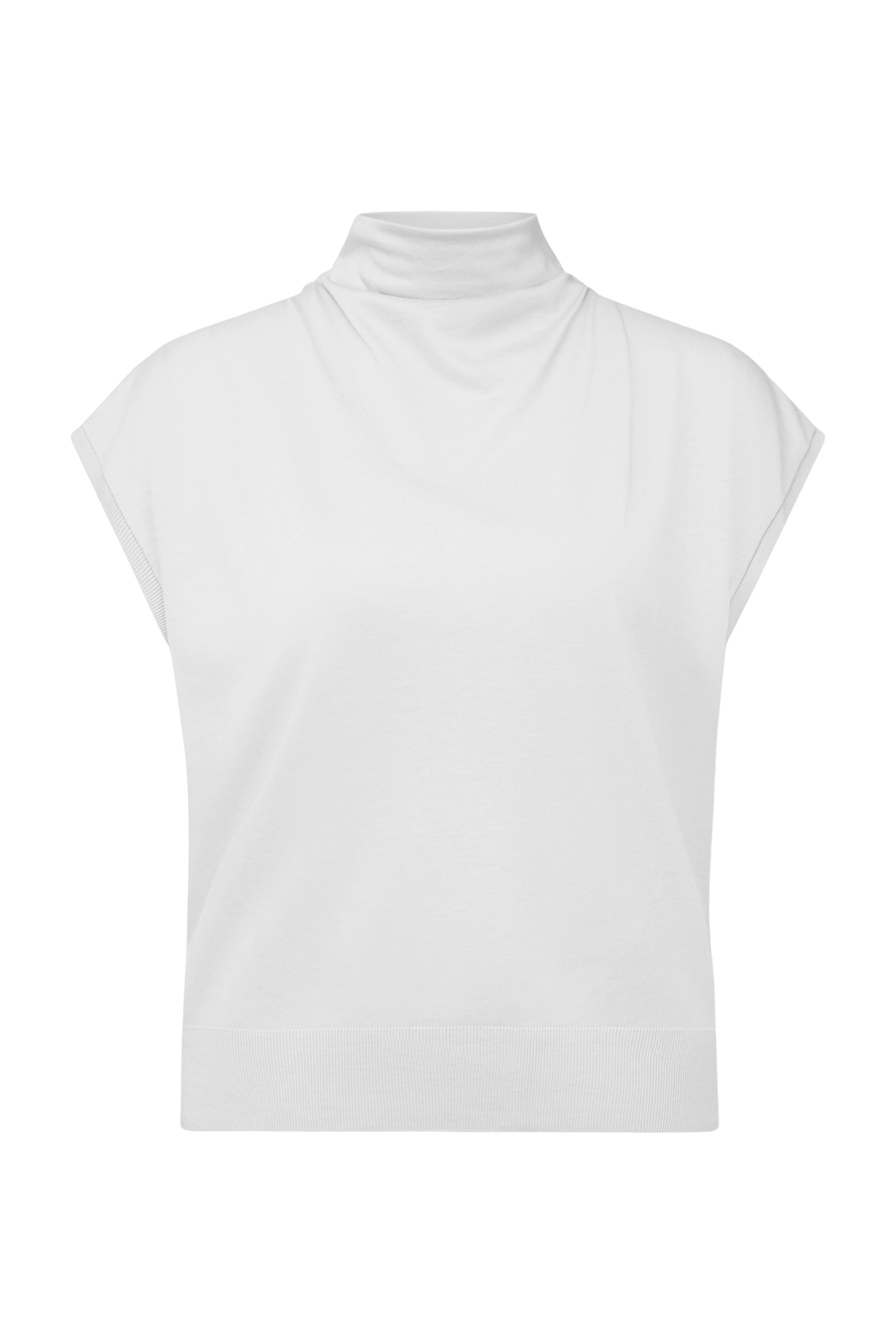 SOLEMNO - T-shirt with cowl neck in lyocell blend - women - white - Freisteller Frontansicht