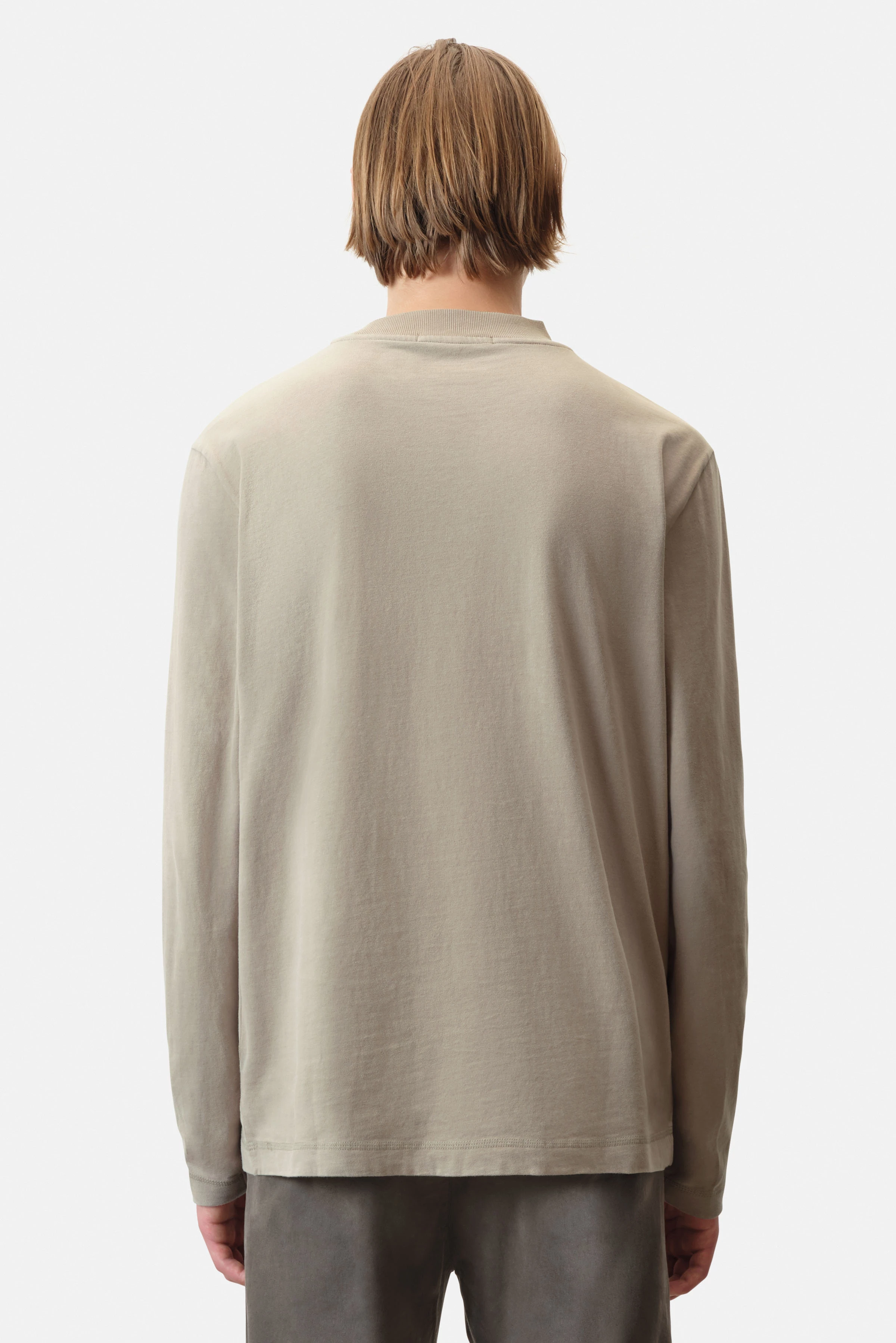 MORITZO - Longsleeve mit Stehkragen in gewaschener Optik - Herren - beige - Rückansicht