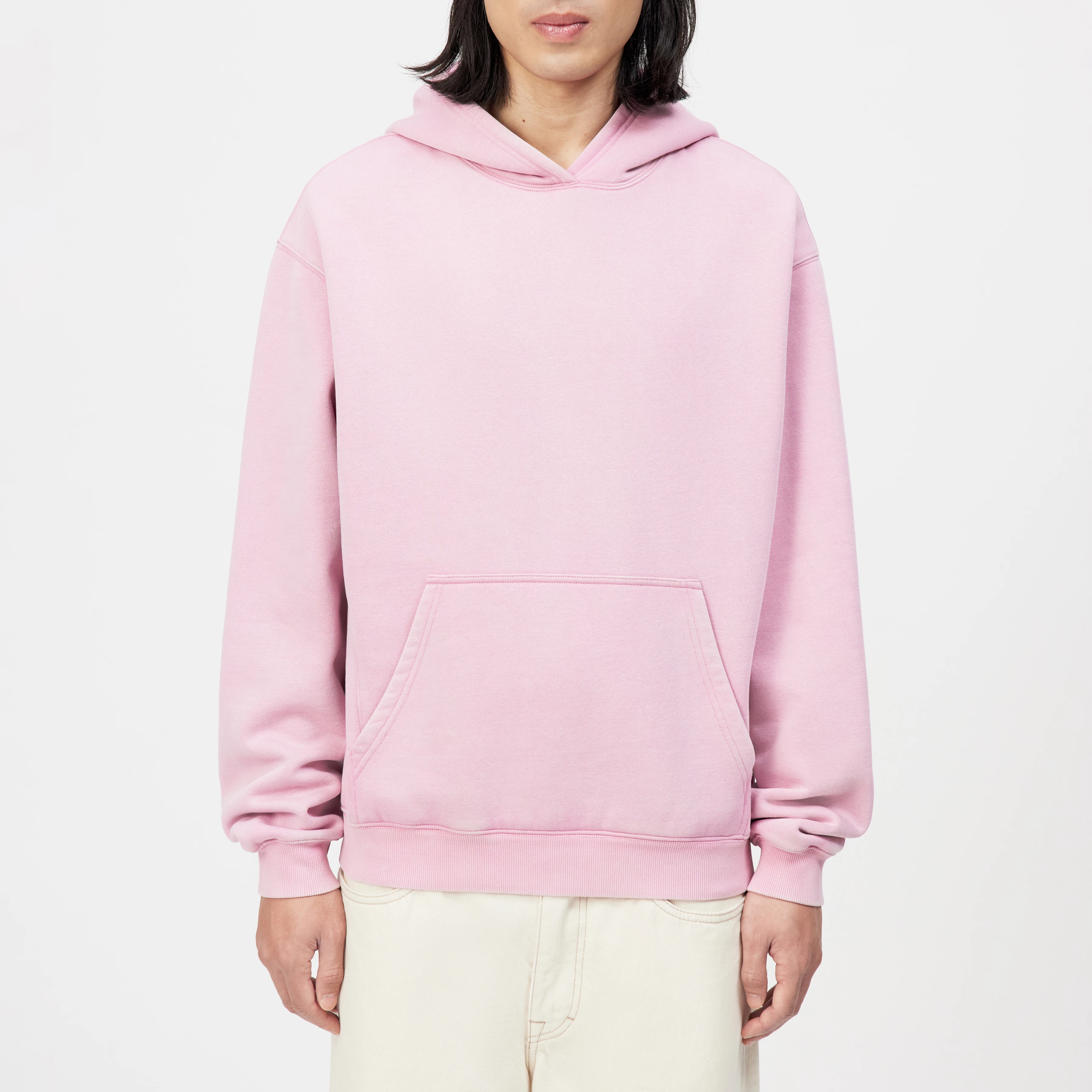 KAMILIO - Hoodie in gewaschenem Baumwoll-Mix - Herren - rosa - Frontansicht