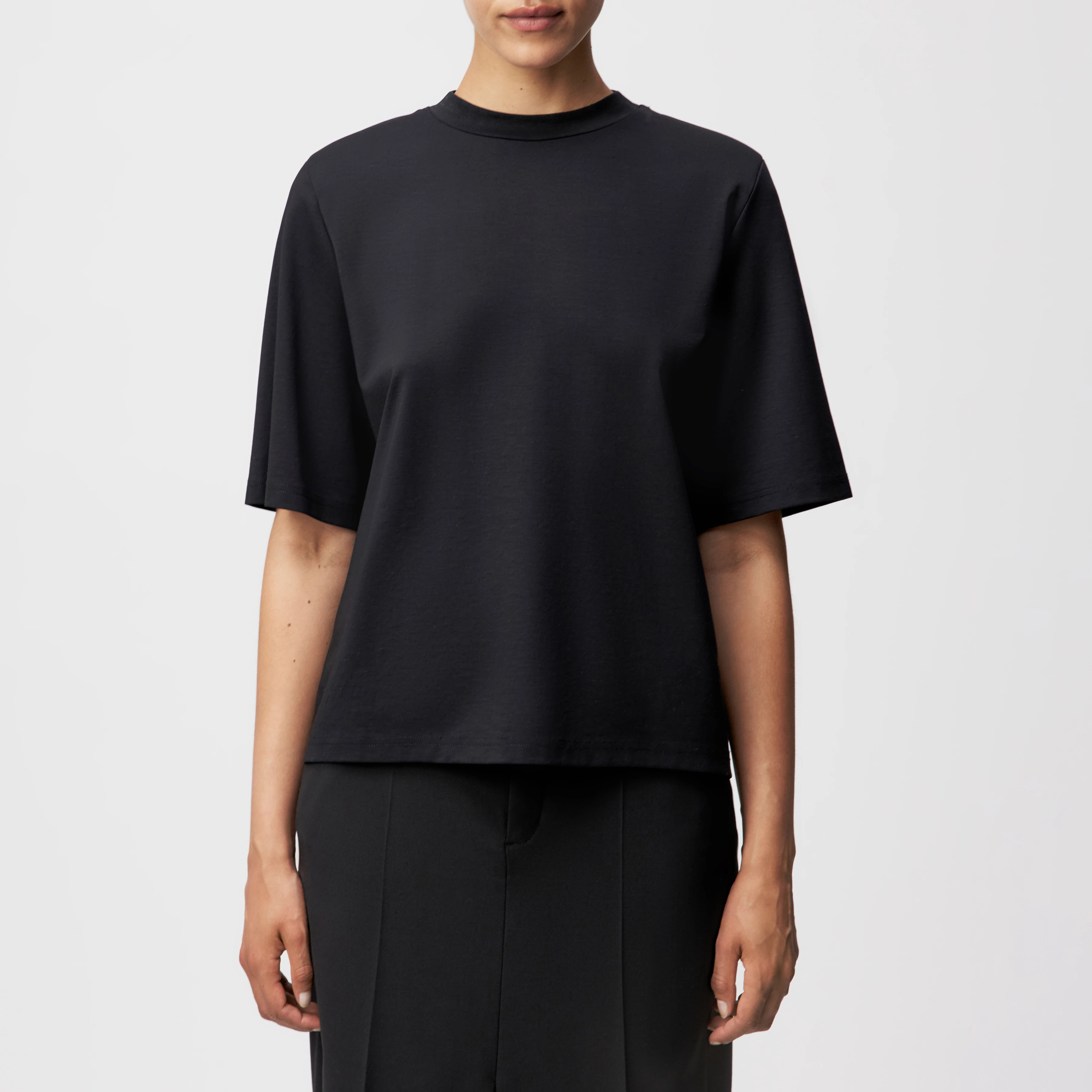 TADURA - T-shirt in lyocell blend - women - Natural Aluminium - Frontansicht