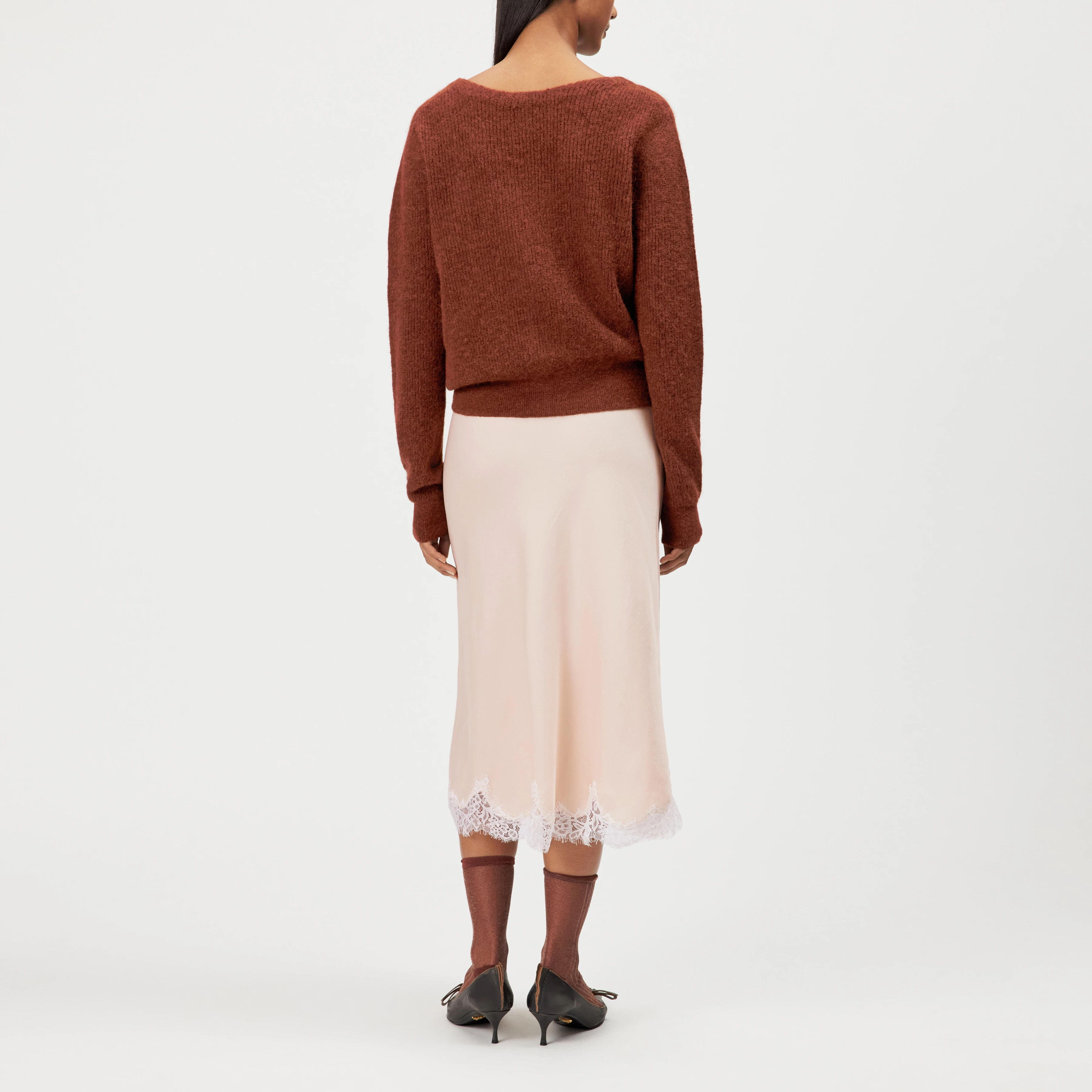 GERTIJA_2 - Alpaca-blend V-neck cardigan - women - brown - Rückansicht