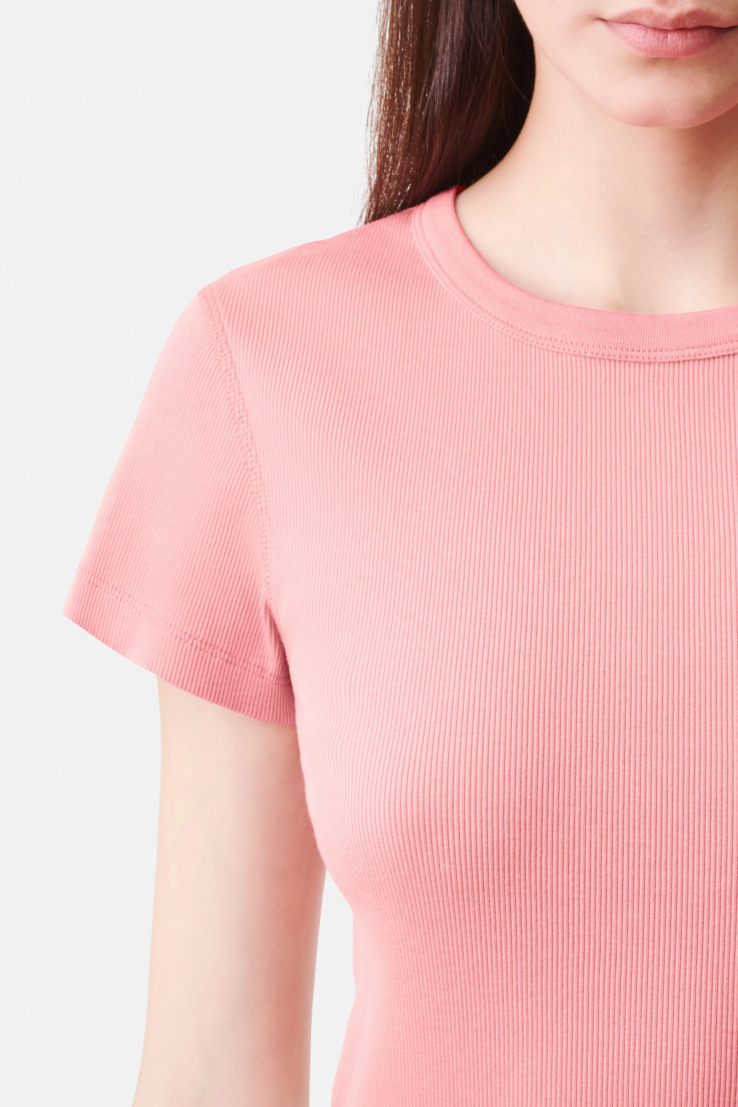 KOALE - t-shirt with round neck and baby sleeve in pure cotton - women - pink - Seitenansicht