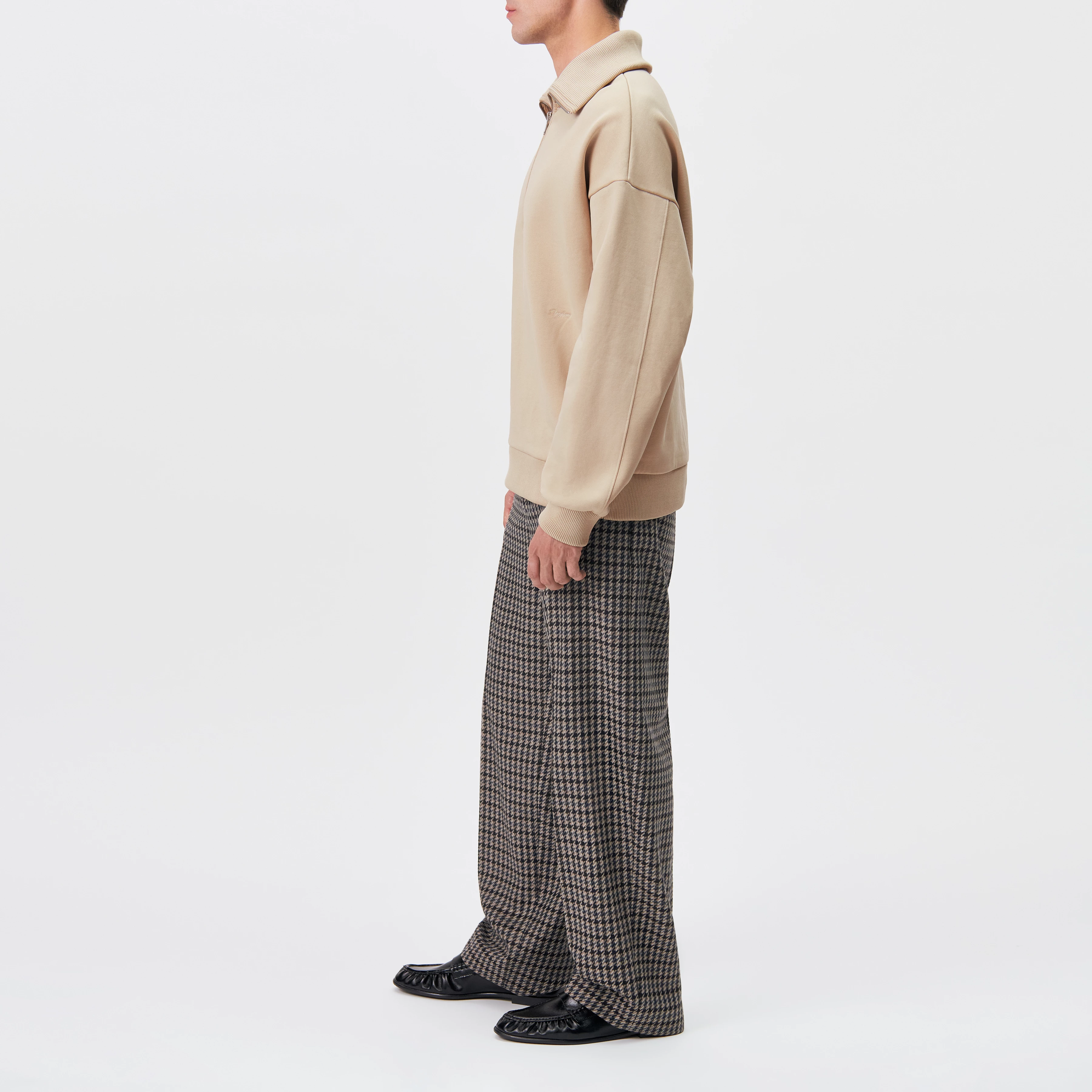 KAILEP - Half-zip troyer sweatshirt in cotton blend - men - beige - Seitenansicht