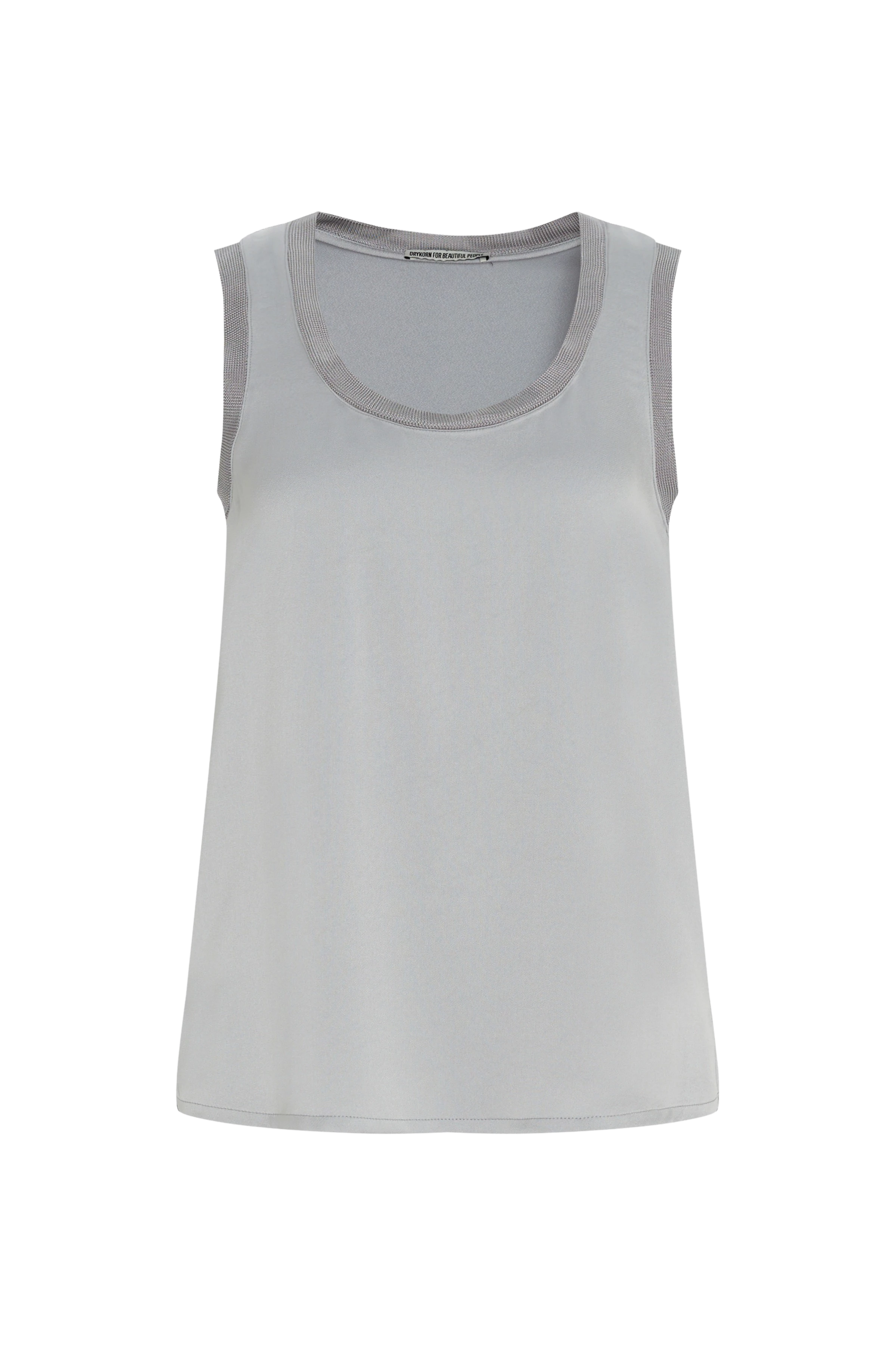 LEOMA - Top with knitted cuffs in satin - women - grey - Freisteller Frontansicht