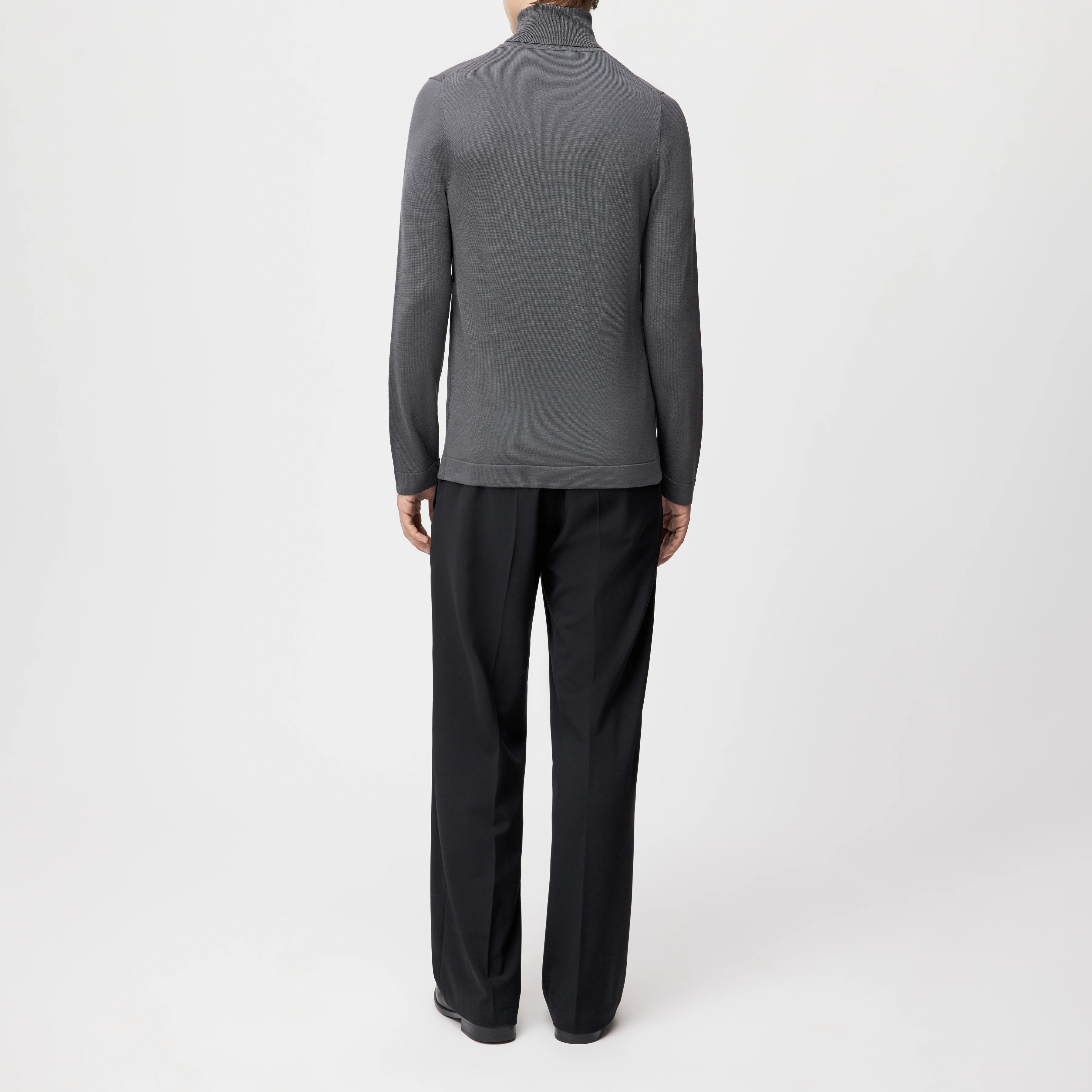 JOEY - Rollkragenpullover in 100% Merinowolle - Herren - grau - Rückansicht