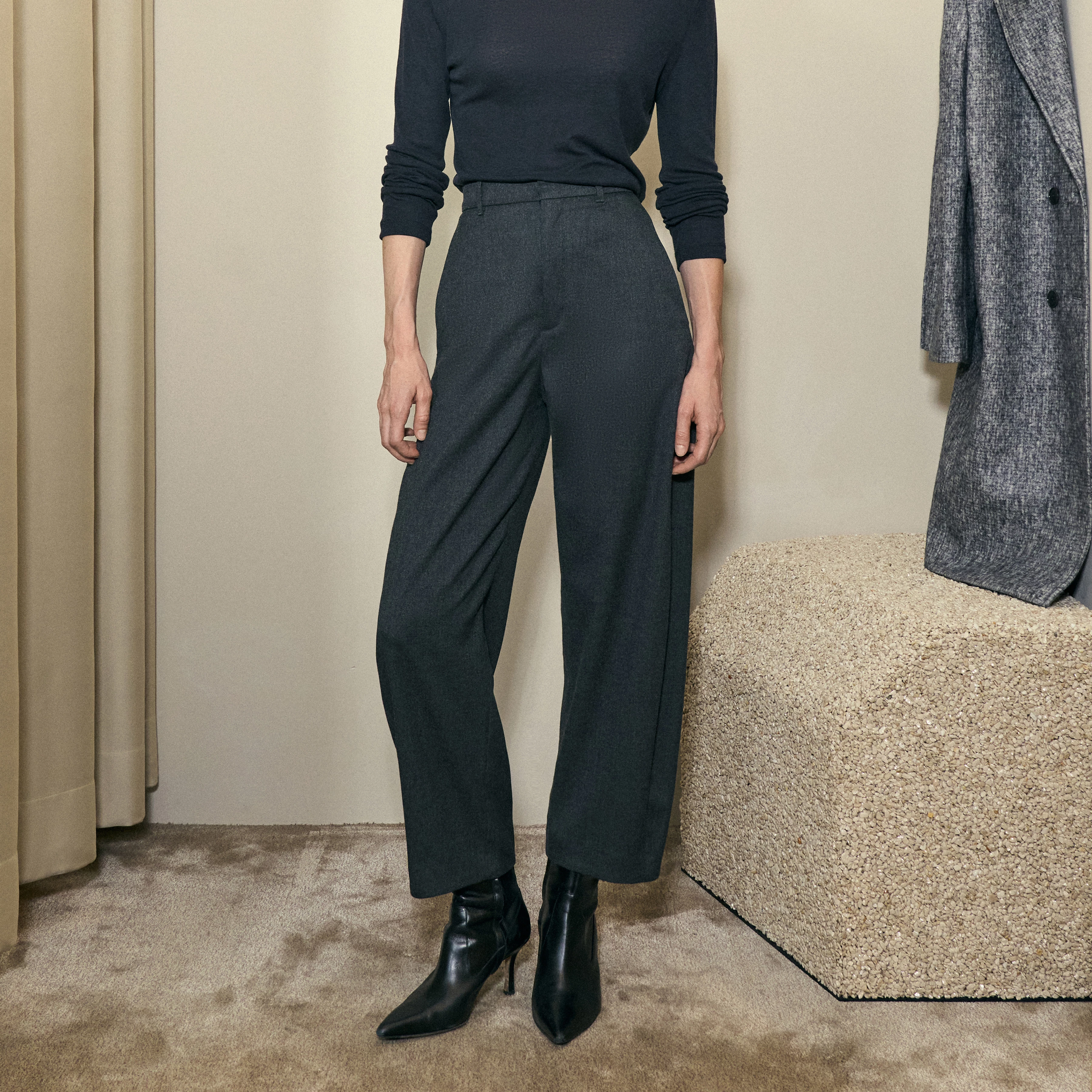 ADVISE - Relaxed fit twill trousers - women - grey