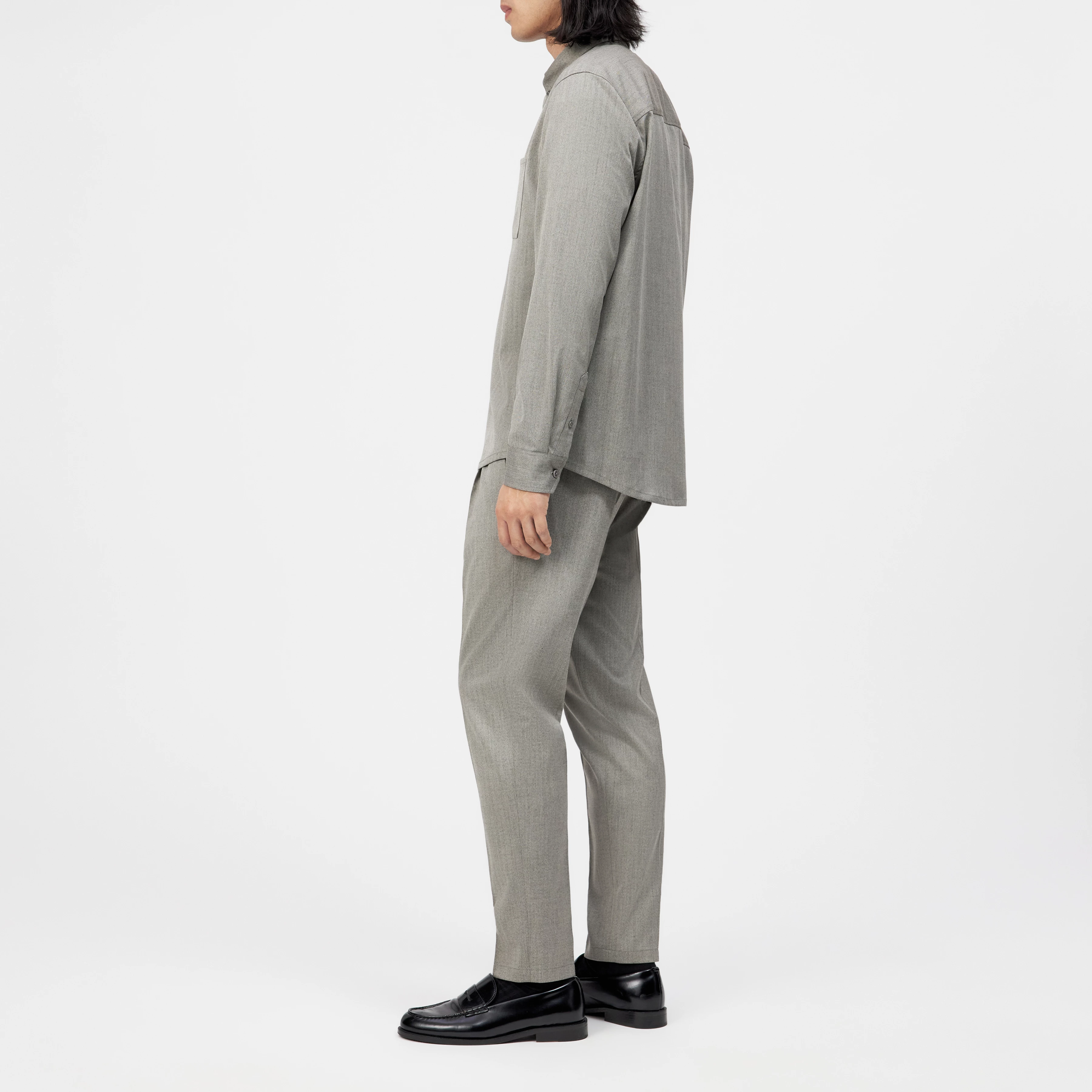 LIET_3 - Button-down shirt in viscose-wool blend - men - brown - Seitenansicht