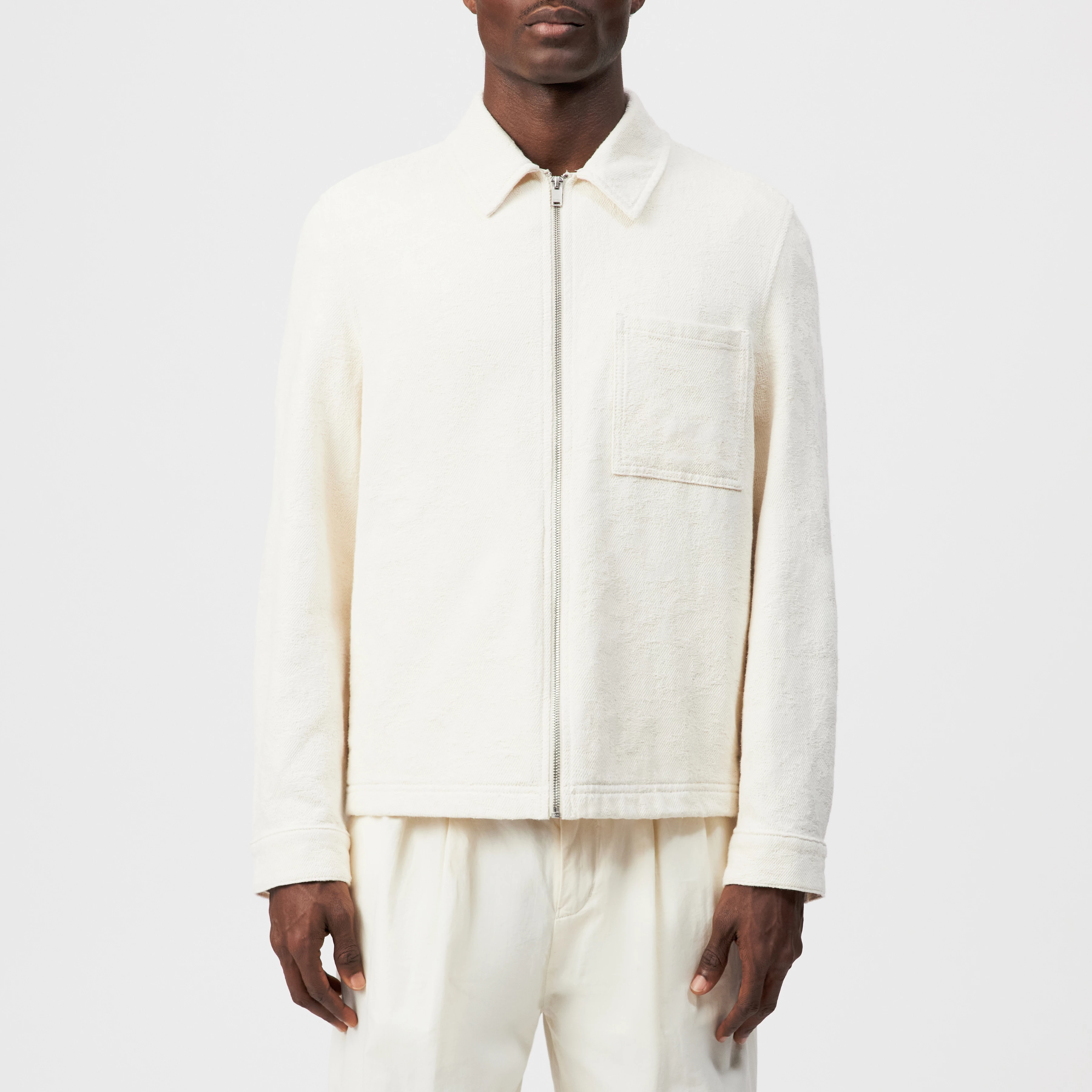 JERSON - Regular Fit Jacquard Zip Jacket - men - metal - Frontansicht