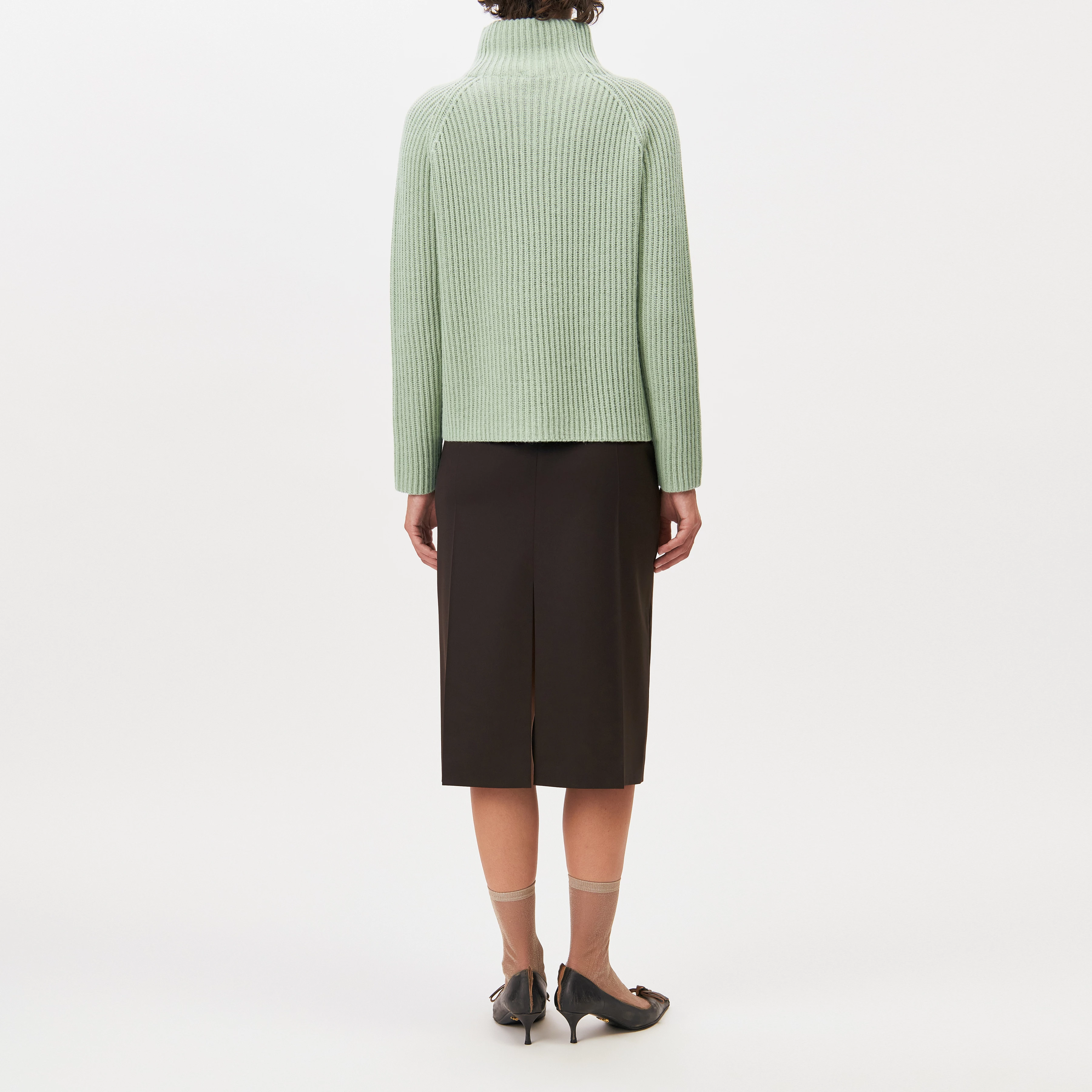 ARWEN - Rollkragenpullover in Woll-Alpakamix - Damen - grün - Rückansicht