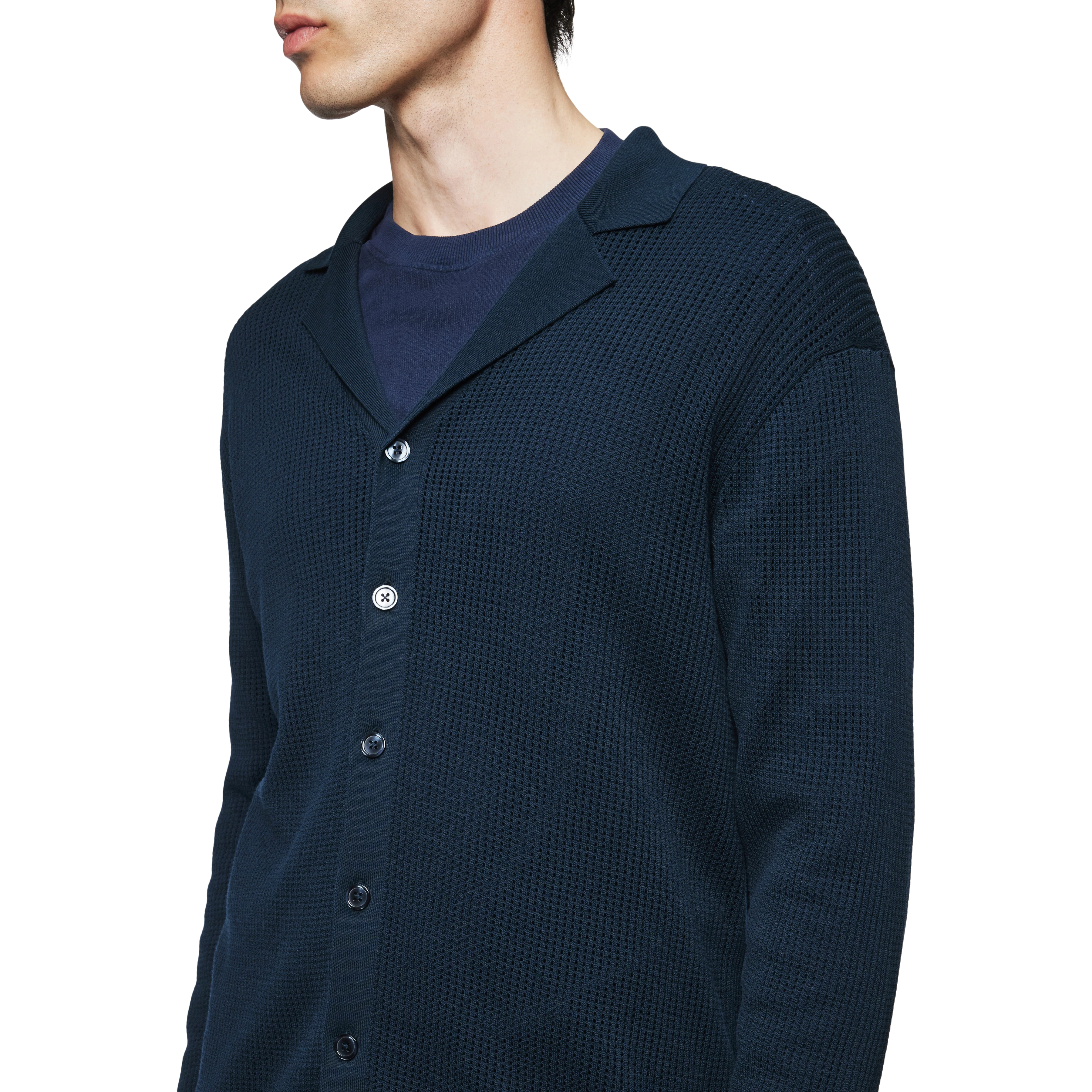 RAYMONT - Cardigan in Baumwolle - Herren - blau - Detailansicht am Model