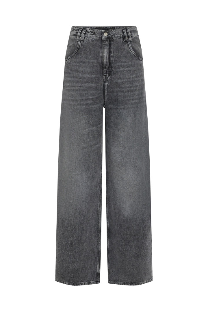 high-waist baggy jeans in flowing grey denim